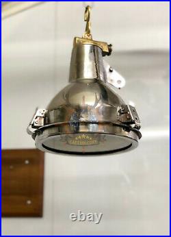 Antique Original Mulish Vintage Nautical Steel & Brass Hanging Light Lot Of 2