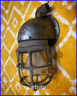Antique Russel & Stoll Nautical Industrial Light Fixture Explosion Proof Rare