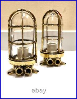 Antique Salvage Brass Old Authentic Nautical Ship Bulkhead Ceiling Light Lot 2