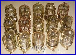 Antique Salvage Brass Old Authentic Nautical Ship Bulkhead Ceiling Light Lot 2