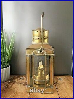 Antique Sherwood Of Birmingham Brass Nautical Ship Oil Burner Lamp Lantern Light