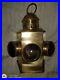 Antique-Ship-Bow-Vtg-Lantern-signal-Lamp-light-Brass-3-Lens-Nautical-blue-red-01-en