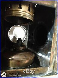 Antique Ship Bow Vtg Lantern signal Lamp light Brass 3 Lens Nautical blue red