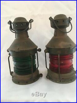 Antique Vintage B. Pedersen Oil Lamp Navigational Ship Lights
