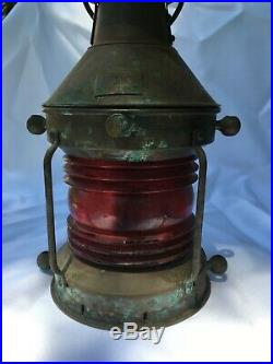 Antique Vintage B. Pedersen Oil Lamp Navigational Ship Lights