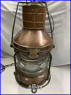 Antique/Vintage Brass XL 20 Tall NAUTICAL ANCHOR Ship Light with Globe Electric