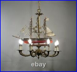 Antique Vintage Bronze Chandelier Ship Nautical Cutty Sark 8 Light Sailing Boat