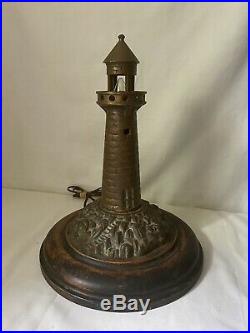 Antique Vintage Bronze Or Brass Lighthouse Lamp Night Light Nautical Beach