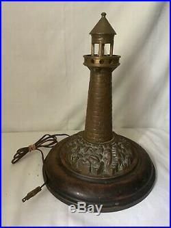 Antique Vintage Bronze Or Brass Lighthouse Lamp Night Light Nautical Beach