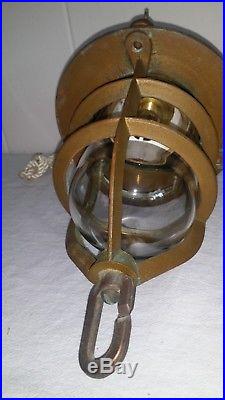 Antique Vintage Electric 13 1/2 Bronze Nautical Ship's Light Lantern
