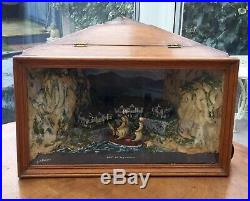 Antique Vintage Nautical Diorama Harbour Ship Plymouth Maritime Scene Light Up