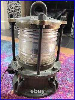 Antique Vintage Ship Lantern Navigational Light Fresnel Lens 9-5-4335-L