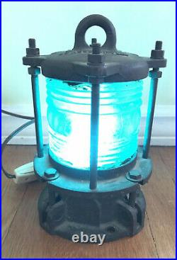 Antique Vintage Ship Lantern Navigational Light Fresnel Lens MODERN METAL MFG CO