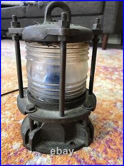 Antique Vintage Ship Lantern Navigational Light Fresnel Lens MODERN METAL MFG CO
