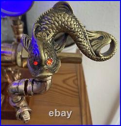 Antique Vintage WWII Oil Pump Gauge Glowing Oiler Serpent Dragon Fish Light