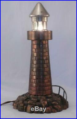 AntiqueVintage c1930 Brass Lighthouse Accent LampNautical Night LightVGC
