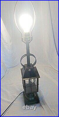 Antq Vintage 2lights Tell Chair Co Weathered Brass Caged Lantern Nautical Lamp