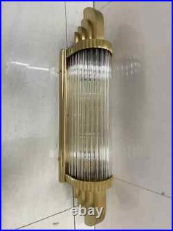 Art Deco Brass & Glass Rod Vintage Ship Light Nautical Wall Sconce Lamp 1 pc