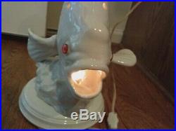 Atlantic VINTAGE LARGE FISH TV LAMP NIGHT LIGHT NAUTICAL BEACH DECOR MCM POTTERY