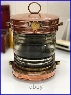 Authentic Original Vintage Reclaimed Copper Marine Stage Nautical Electric Lamp