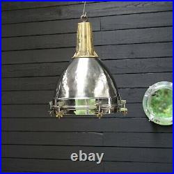 Authentic Vintage Nautical Stainless Steel & Brass Pendant/Ceiling/Hanging Light