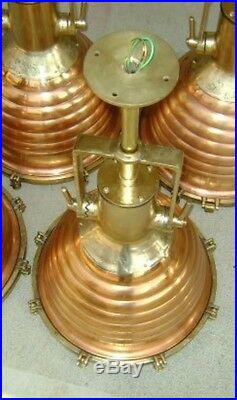 Beautiful Set Of 4 Vintage Copper Brass Wiska Hanging Pendant Beehive Lights