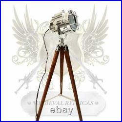 Beautiful Vintage Floor Lamp Spotlight Stage Theater Nautical Theme Tripod Light