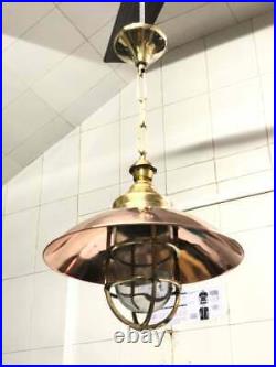 Brass Hanging Cargo Pendant Bulkhead Light Nautical Vintage Model New 2 Piece