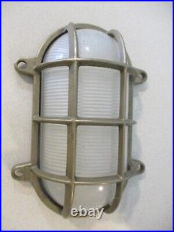 Brass Nautical oval original Bulkhead Cage Light prismatic glass lens 9x5