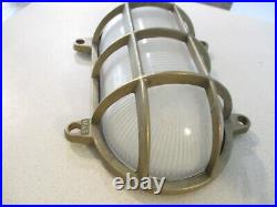 Brass Nautical oval original Bulkhead Cage Light prismatic glass lens 9x5