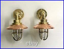 Bulkhead Nautical Vintage Model New Wall Light Fixture Brass & Copper 2 Piece