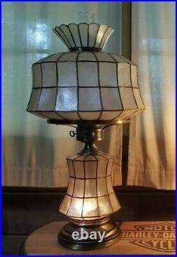 Capiz Shell Lamp with Lighted Base Night Light Large Table Lamp Vintage Light