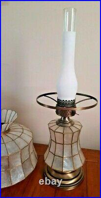 Capiz Shell Lamp with Lighted Base Night Light Large Table Lamp Vintage Light