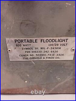 Carlisle & Finch Portable Floodlight, Search Light, Military, War Time