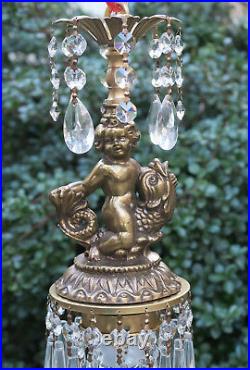 Cherub serpent SWAG Lamp Chandelier brass fish Vintage crystal light Nautical