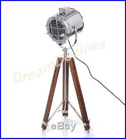 Classic Theatre Spot Light with Solid Wooden Tripod Floor Lamp Vintage/Retro