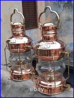 Copper Brass Anchor Oil Lamp Nautical Maritime Ship Lantern Boat Antique Light