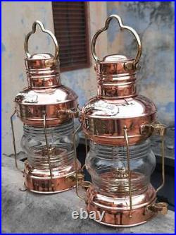Copper Brass Anchor Oil Lamp Nautical Maritime Ship Lantern Boat Antique Light S