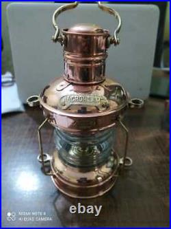 Copper & Brass Anchor Oil Lamp Nautical Maritime Ship Lantern Boat Light 10