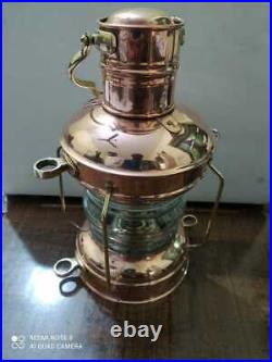 Copper & Brass Anchor Oil Lamp Nautical Maritime Ship Lantern Boat Light 10