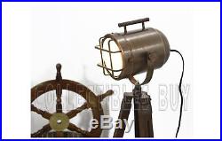 Copper Vintage Retro Hollywood Nautical Lamp Search Spot Light Tripod Spotlight