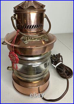 DHR Toplight Railroad Nautical Wired Dock Light Brass Lantern Rare Vintage