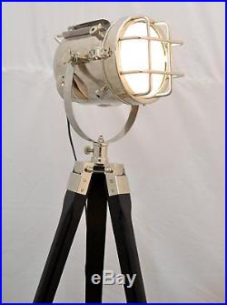 Designer Vintage Style Tripod Floor Lamp Large Marine Nautical Search Light
