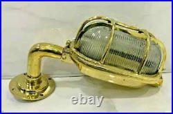 Exterior Industrial Vintage Wall Light Bulkhead Cage Gold Brass Ship Lamp