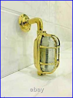 Exterior Industrial Vintage Wall Light Bulkhead Cage Gold Brass Ship Lamp