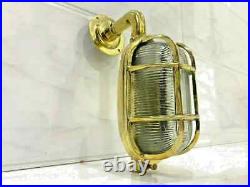 Exterior Industrial Vintage Wall Light Bulkhead Cage Gold Brass Ship Lamp