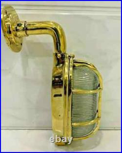 Exterior Industrial Vintage Wall Light Bulkhead Cage Gold Brass Ship Lamp