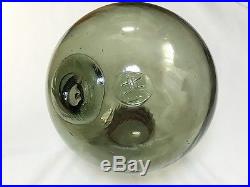 Fishing Float Buoy Ball Japanese MARK Vintage Genuine Glass Dark Light Green 9.8
