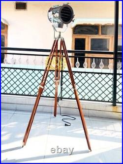 Floor Lamp Searchlight Tripod Nautical Light Spotlight Stand Vintage Antique