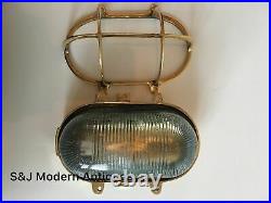 Gold Brass Industrial Bulkhead Wall Light Ceiling Vintage Antique Ship Lamp Old